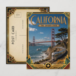 Carte Postale Art Déco californien vintage de l'âge d'or