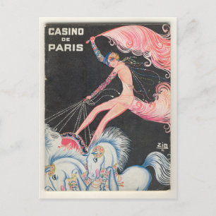 Carte Postale Art Déco, Casino, Paris, Louis Gaudin, Vintage
