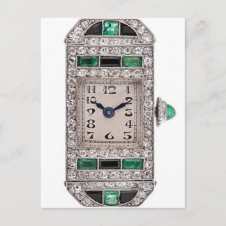 Carte postale Art déco Emeralds and Diamonds Watch
