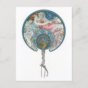 Carte postale Art Déco Femme Lady Illustration Vin