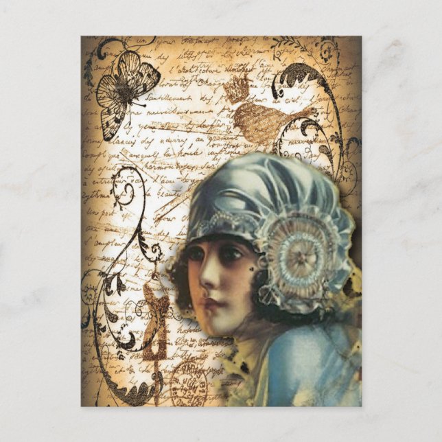 Carte Postale Art Déco Gatsby Girl Paris fashionista (Devant)