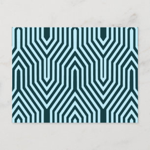 Carte Postale Art Déco Géométrique - indigo et bleu glace