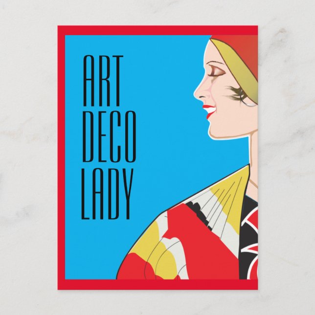Carte Postale ART DECO LADY Post Card (Devant)