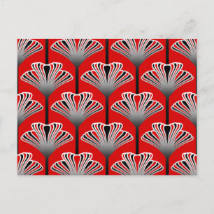 Carte Postale Art déco Lily, Deep Red and Grey / Grey