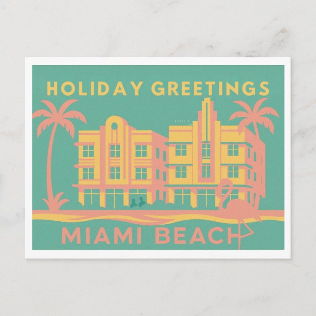 Carte Postale Art Deco Miami Beach Holiday Postcard (Devant)