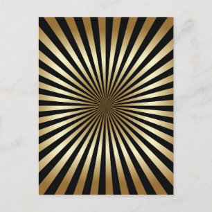 Carte Postale Art déco, motif, rayures, or, noir, vintage, chic,