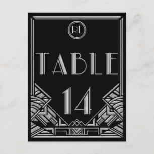 Carte Postale Art Déco Noir Gatsby Style Tableau Numéro 14