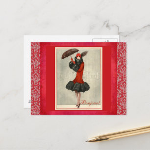 Carte postale Art déco Red Flapper French Fashion 