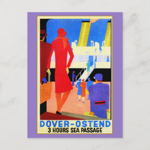 Carte Postale Art déco vintage Dover Ostende North Sea Ferry et