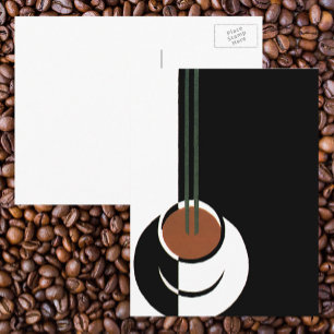 Carte Postale Art Déco Vintage, Tasse de Café avec de la Vapeur