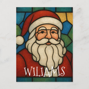 Carte Postale Art déco vitrail personnalisé de Noël Santa