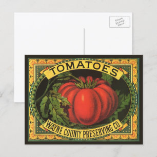 Carte Postale Art d'étiquette de caisse de fruits vintage, tomat