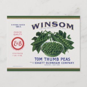 Carte Postale Art d'étiquette de conserve de légumes anciens, Wi