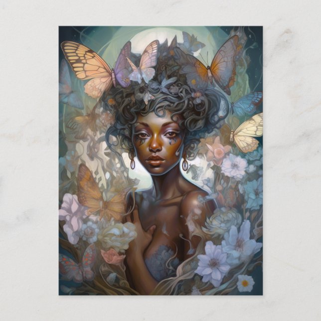Carte Postale Art d'Imaginaire Fée Noire Africain (Devant)