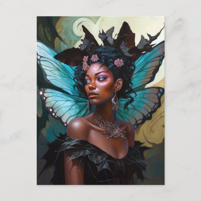 Carte Postale Art d'Imaginaire Fée Noire Africain (Devant)