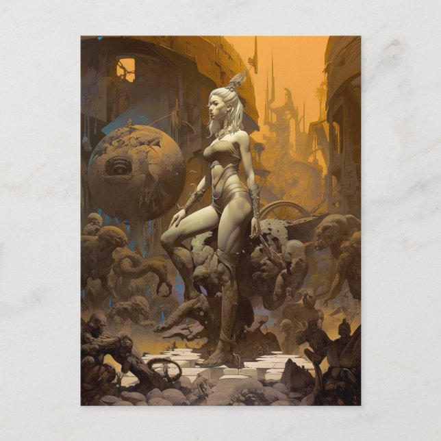 Carte Postale Art d'Imaginaire rétro belle femme (Devant)