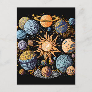 Carte Postale Art du système solaire