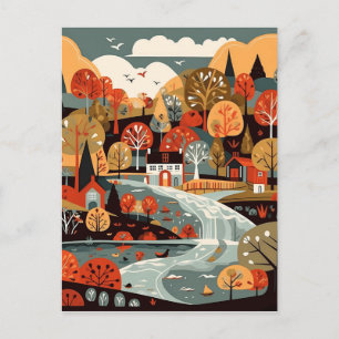 Carte Postale Art du village pittoresque Scandi