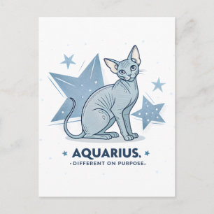 Carte Postale Art du zodiaque Verseau Chat Sphynx Different Purp