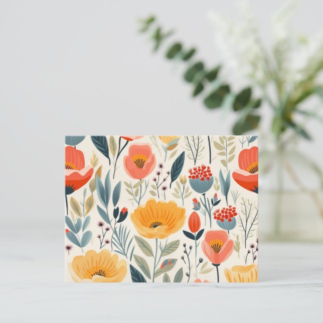 Carte Postale Art Fleur Coloré (Debout devant)