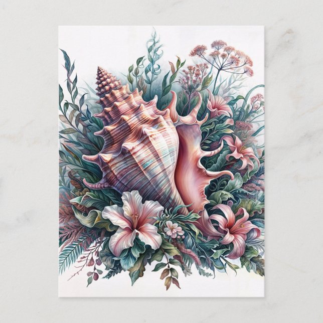 Carte Postale Art floral de coquille de conque (Devant)