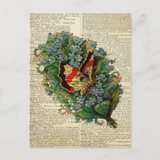 Carte Postale Art floral papillon sur la page de dictionnaire vi