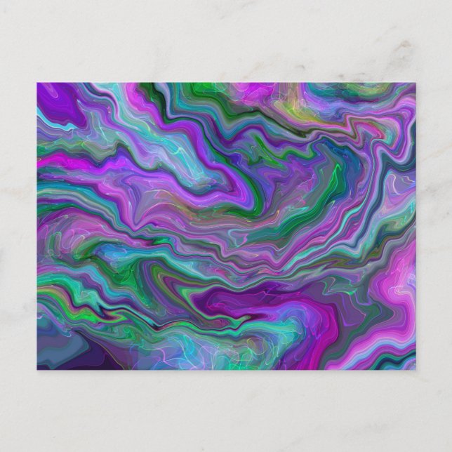 Carte Postale Art fluide violet, vert et bleu   (Devant)