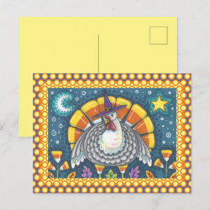 CARTE POSTALE ART FOLK CANDY CORN PILGRIM TURQUIE, MERCI