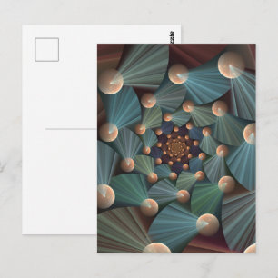 Carte Postale Art Fractal Abstrait Avec Profondeur Bleu Brown Ar