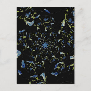 Carte Postale Art fractal bleu et noir Sage