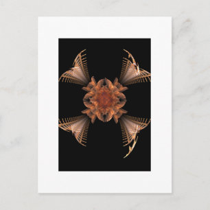 Carte Postale Art Fractal Orange Design Floral