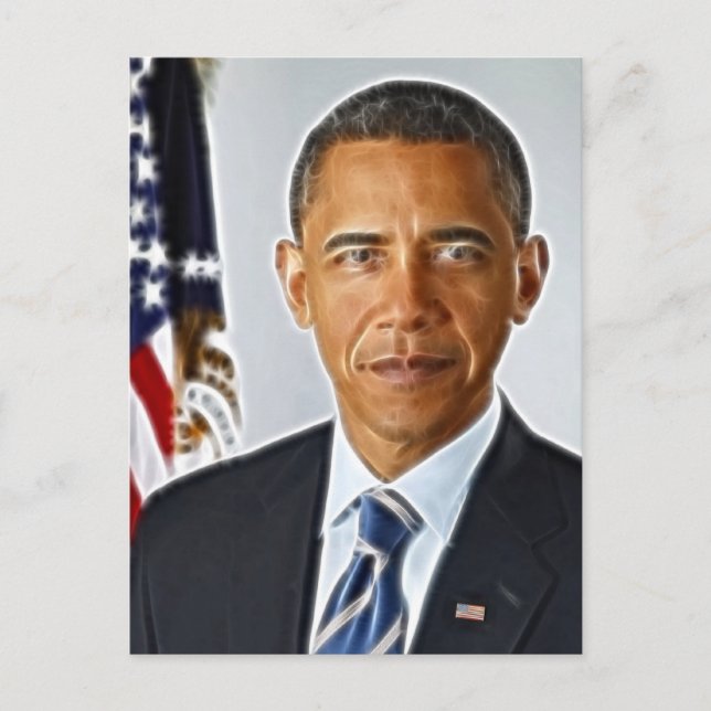 Carte Postale Art fractal, Portrait officiel Barack Obama (Devant)
