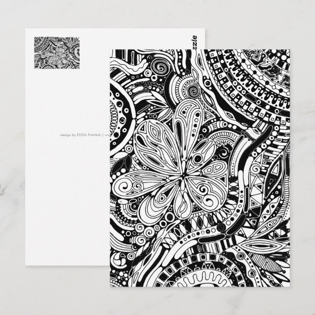 Carte Postale Art Géométrique Noir Et Blanc 15 (Devant / Derrière)