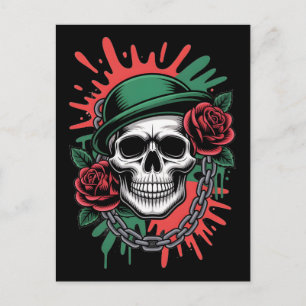 Carte Postale Art graphique audacieux : Crâne en chapeau melon a