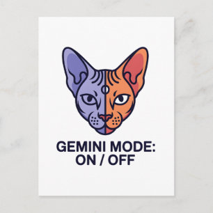 Carte Postale Art graphique du zodiaque du chat double mode Géme