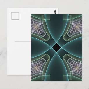 Carte Postale Art graphique fractal géométrique sarcelle moderne