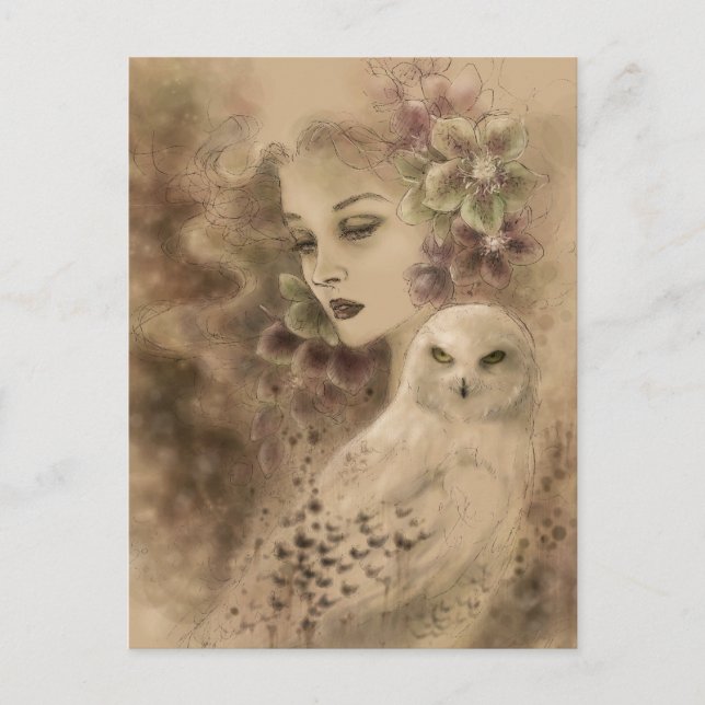 Carte postale Art Imaginaire Chouette neigeuse (Devant)