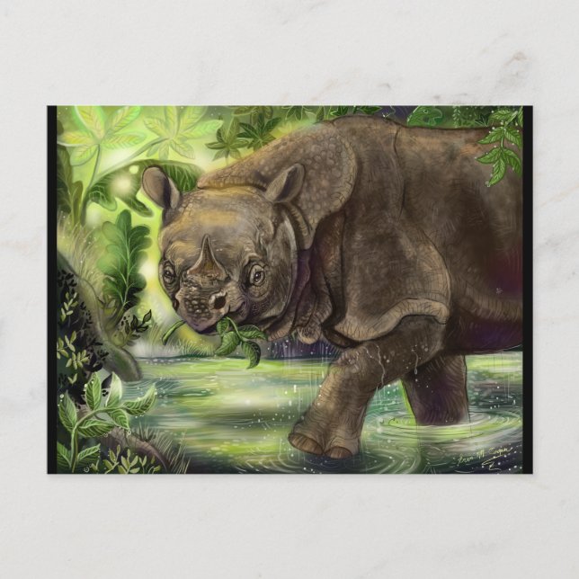 Carte Postale Art Javan Rhino (Devant)