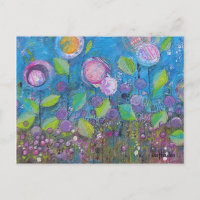 Art lunaire, fleurs vives dans un beau jardin.