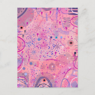 Carte Postale Art maximaliste de la fête rose