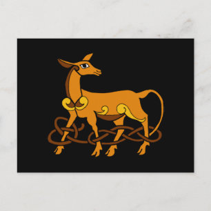 Carte Postale Art médiéval noeud celtique Brown cerf