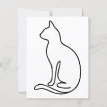 Art minimaliste de ligne de chat - Silhouette noir