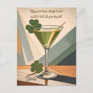 Carte Postale Art Moderne du Milieu du Siècle Shamrock Martini S