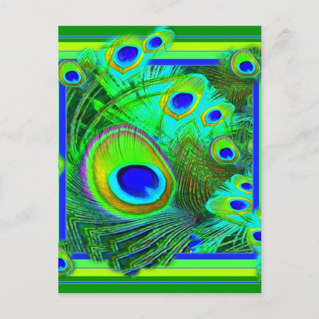 Carte Postale Art moderne Vert Peacock Feather Eyes Cadeaux (Devant)