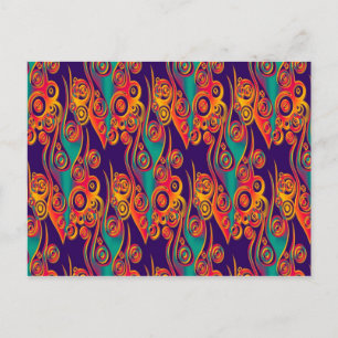 Carte Postale Art Motif tatouage - flammes & cercles