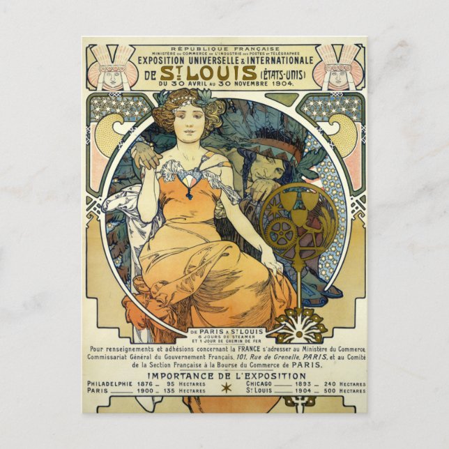 Carte Postale Art nouveau 1904 Exposition mondiale par Alphonse  (Devant)