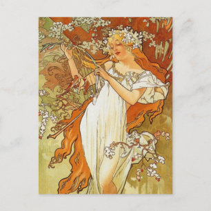 Carte postale Art Nouveau Alphonse Mucha Spring