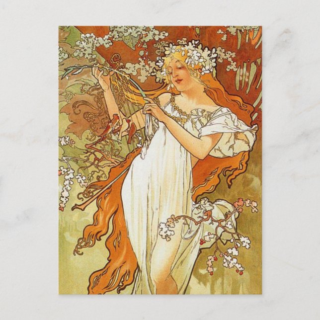 Carte postale Art Nouveau Alphonse Mucha Spring (Devant)