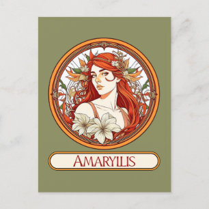 Carte Postale Art Nouveau Amaryllis Woman