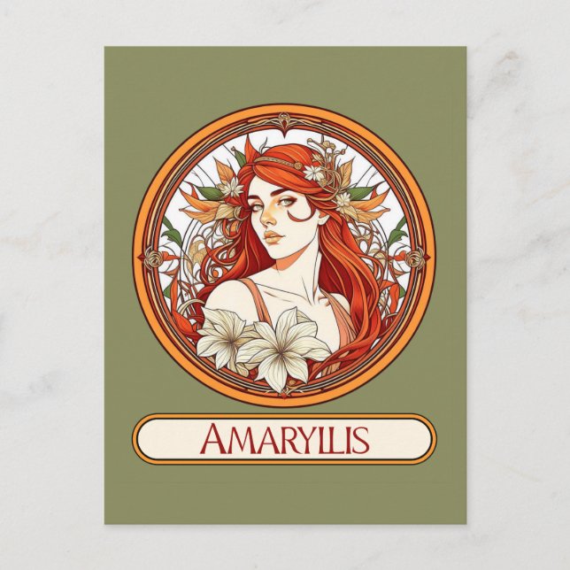 Carte Postale Art Nouveau Amaryllis Woman (Devant)